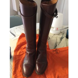 Hermès-Bottes jumping-Caramel