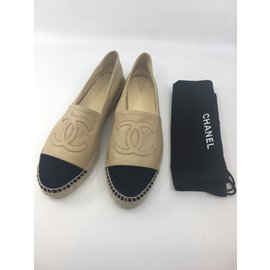 Chanel-Espadrilles-Noir,Beige