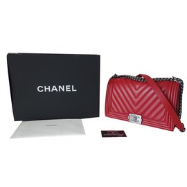 Chanel-SAC CHANEL BOY CHEVRON ROUGE-Rouge