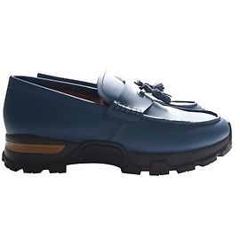 Ermenegildo Zegna Blue Leather Loafers Blue