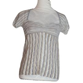 Top de malha Maje branco prateado e dourado viscose Prata Branco Dourado