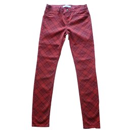 Zara-calças de algodão-Vermelho