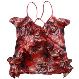 Top de seda vermelho Mango Vermelho