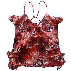 Top en soie rouge Mango Rouge