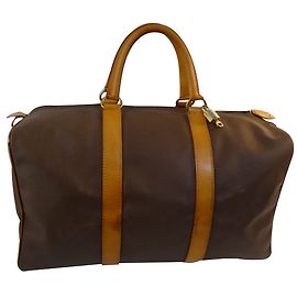 Chanel Travel Bag Brown Grained Leather Brown