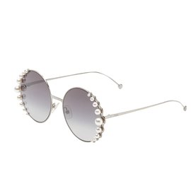 Fendi Sonnenbrille Silber Grau
