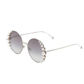 Fendi-Lunettes de soleil-Argenté,Gris