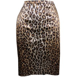 Dolce & Gabbana-leopard satin skirt-Leopard print