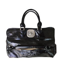 Longchamp Gatsby Large Black Patent Leather Handbag Black