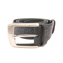 Autre Marque-Black stingray leather belt-Black