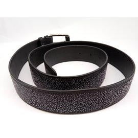 Autre Marque-Black stingray leather belt-Black