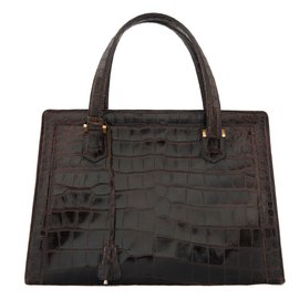 Hermès-Pullman-Tasche aus braunem Krokodil-Braun