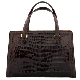 Hermès-Pullman-Tasche aus braunem Krokodil-Braun