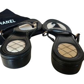 Chanel-sandals-Black