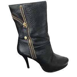 Liu.Jo Black Leather Platform Ankle Boots Black