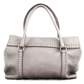 Fendi-Grey leather ''Selleria'' shoulder bag-Grey