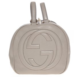 Gucci-Bolso de mano "Boston Soho" en cuero gris-Gris