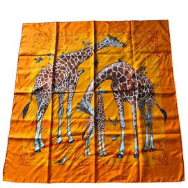 Hermès Bufandas de seda Naranja