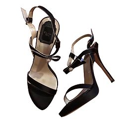Sandali Christian Dior in raso nero Nero