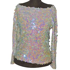 Valentino Sequined Long Sleeve Top Beige Beige
