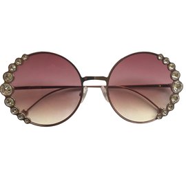 Fendi-sunglasses lunettes ribbon and crystal-Pink