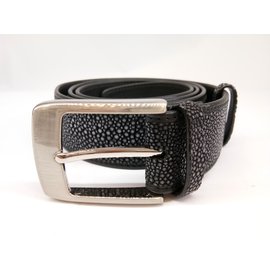 Autre Marque-Black stingray leather belt-Black