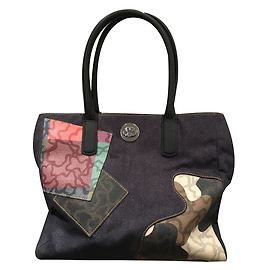 Autre Marque Tous Blue Leather and Cotton Handbag Blue