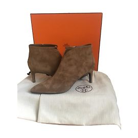 Bottines Hermès Please Low Daims Caramel 35 Caramel