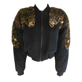 Autre Marque-Kansai Yamamoto Faux Fur Jacket-Black,Leopard print