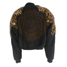 Autre Marque-Kansai Yamamoto Faux Fur Jacket-Black,Leopard print