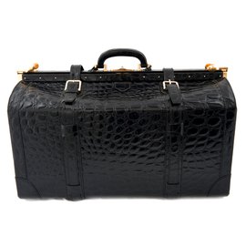 Autre Marque Gladstone suitcase in black embossed leather Black