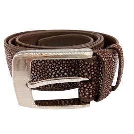 Autre Marque-Brown shagreen belt-Brown