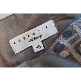 Essentiel Antwerp-falda mujer seda-Castaña
