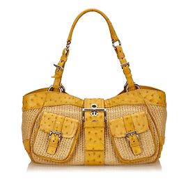 Prada Bolsa De Ombro De Palha Marrom