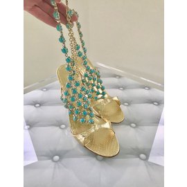 Manolo Blahnik-sandals-Golden,Turquoise