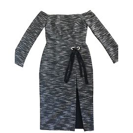 Rebecca Vallance Tweed Midikleid Grau Grau