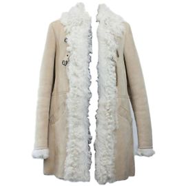 Comptoir Des Cotonniers Beige Lambskin Coat Beige