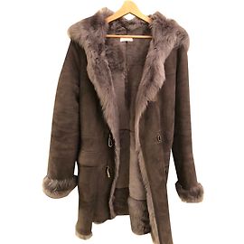 Abrigo con capucha de piel Zapa Gris Oscuro Gris antracita