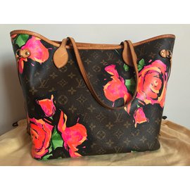 Louis Vuitton-Neverfull MM Stephen Sprouse Rose Limited Edition-Brown,Pink,Golden,Green