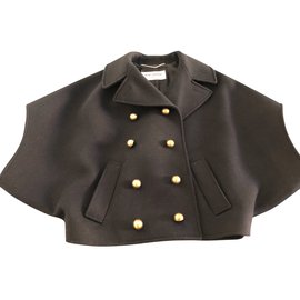 Saint Laurent Black Wool Jacket Cape Black