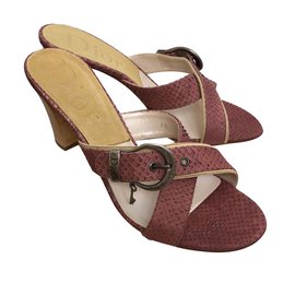 Dior Python Leather Mules Pink Pink