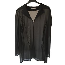 Marella Schwarzes Hemd aus transparenter Seide Schwarz