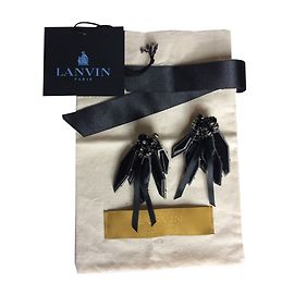 Brincos Lanvin de Metal Prateado e Plástico Preto Preto