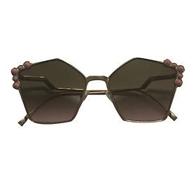 Óculos de sol Fendi pentagonais rosa e dourado Rosa