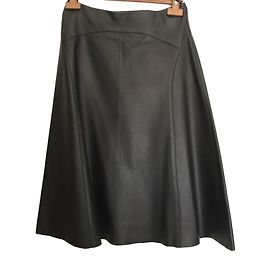 Barbara Bui Black Lamb Leather Midi Skirt Black