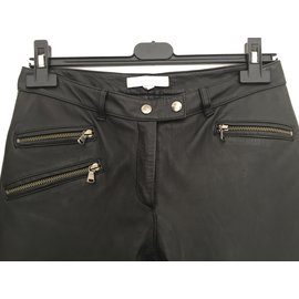 Sandro-Pantalon slim en cuir-Noir
