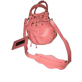 Bolsa Balenciaga Pompom Rosa de Couro Rosa