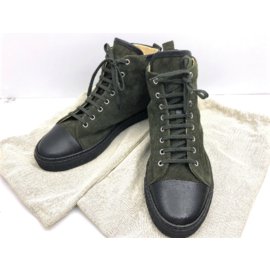 Hermès-Olive Green Suede lace up sneakers shoes-Olive green