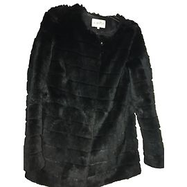 Claudie Pierlot Rabbit Fur Coat Black Black