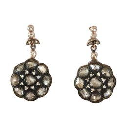 Autre Marque-Antique Georgian Rose-cut Diamond Earrings in 18K Gold-Doré
